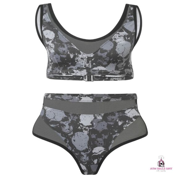 NWT Killstar Tomb Lagoon Skull Print Two-Piece Bikini Swimsuit Plus Size 4XL - Picture 5 of 10
